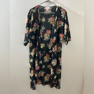 LuLaRoe Small Black Floral Sheer Cardigan
